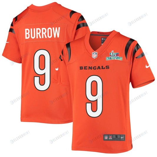 Joe Burrow 9 Cincinnati Bengals Super Bowl LVII Champions Youth Alternate Game Jersey - Orange