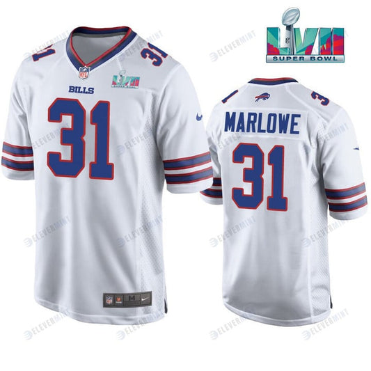 Dean Marlowe 31 Buffalo Bills Super Bowl LVII Away Player Men Jersey - White Jersey