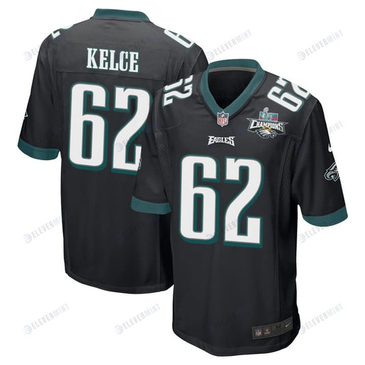 Jason Kelce 62 Philadelphia Eagles Super Bowl LVII Champions 2 Stars Men Game Jersey - Black