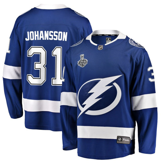 Jonas Johansson Tampa Bay Lightning Fanatics Branded 2021 Stanley Cup Champions Home Breakaway Jersey - Blue