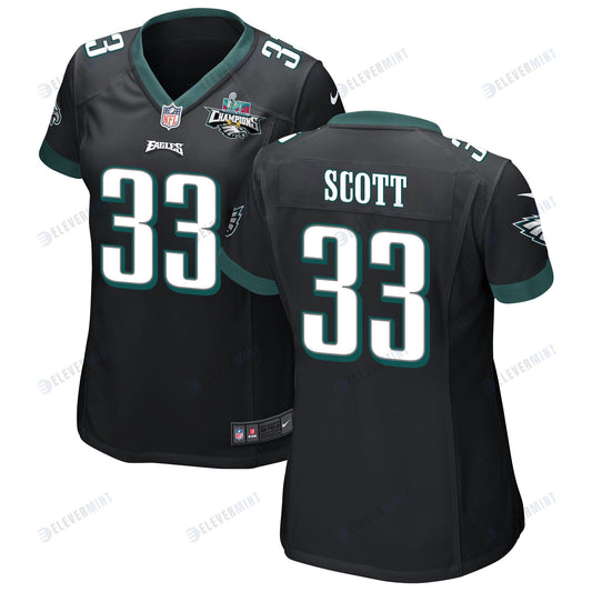 Josiah Scott 33 Philadelphia Eagles Super Bowl LVII Champions 2 Stars Women Game Jersey - Black