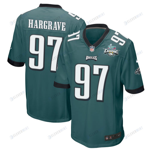 Javon Hargrave 97 Philadelphia Eagles Super Bowl LVII Champions 2 Stars Men Game Jersey - Midnight Green