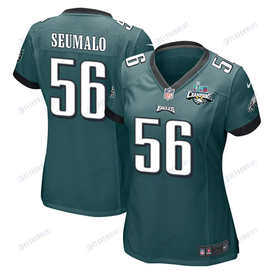 Isaac Seumalo 56 Philadelphia Eagles Super Bowl LVII Champions 2 Stars Women Game Jersey - Midnight Green