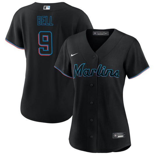 Josh Bell Miami Marlins Nike Women's Alternate Replica Jersey - Black