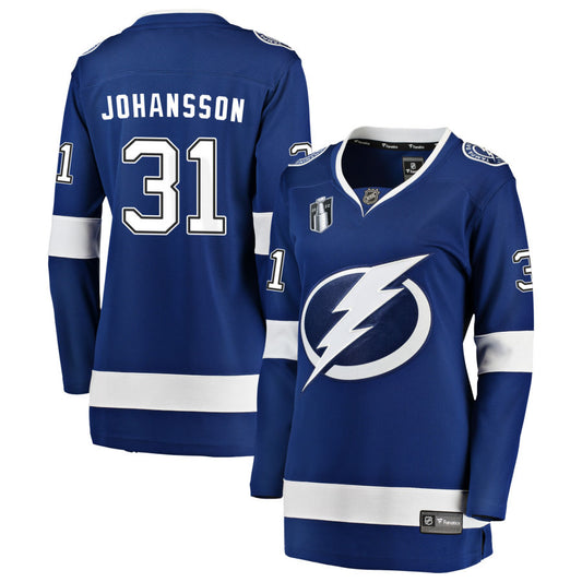 Jonas Johansson Tampa Bay Lightning Fanatics Branded Women's Home 2022 Stanley Cup Final Breakaway Jersey - Blue