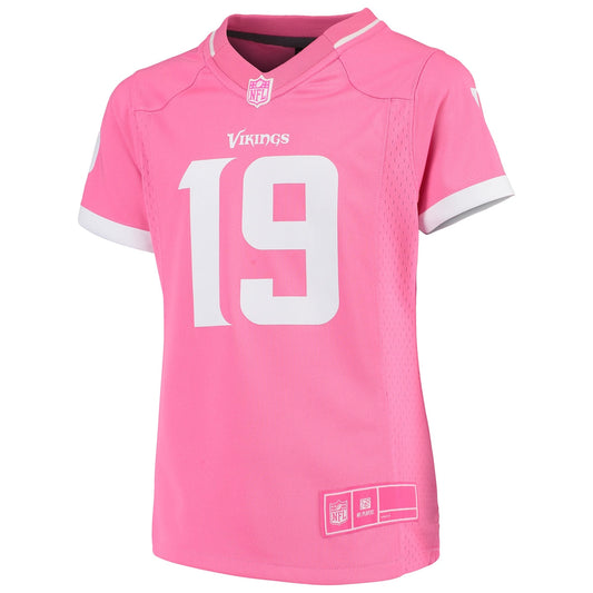 Girls' Grade School Adam Thielen Outerstuff Vikings Fashion Bubble Gum Jersey - Pink
