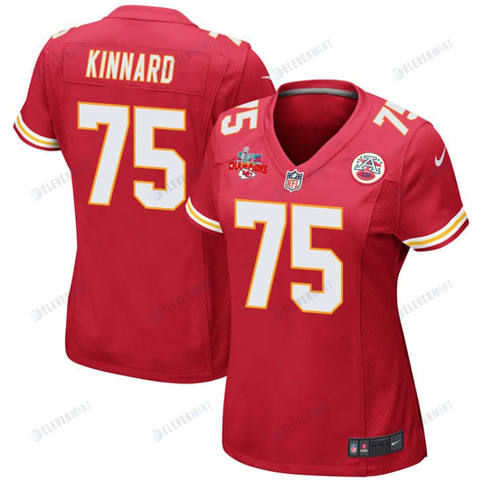Darian Kinnard 75 Kansas City Chiefs Super Bowl LVII Champions 3 Stars Women Game Jersey - Red