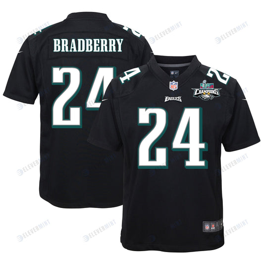 James Bradberry 24 Philadelphia Eagles Super Bowl LVII Champions 2 Stars Youth Game Jersey - Black