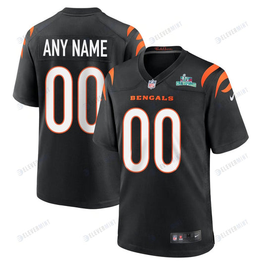 Custom Cincinnati Bengals Super Bowl LVII Champions Men Game Jersey - Black