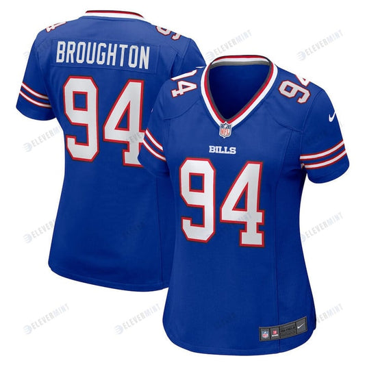 Cortez Broughton 94 Buffalo Bills Women's Home Game Player Jersey - Royal