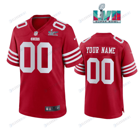 Custom San Francisco 49Ers Super Bowl LVII Men Game Jersey- Scarlet