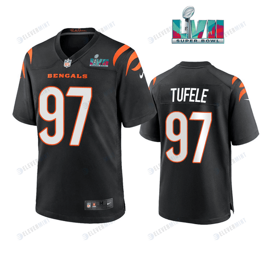 Jay Tufele 97 Cincinnati Bengals Super Bowl LVII Men Game Jersey- Black