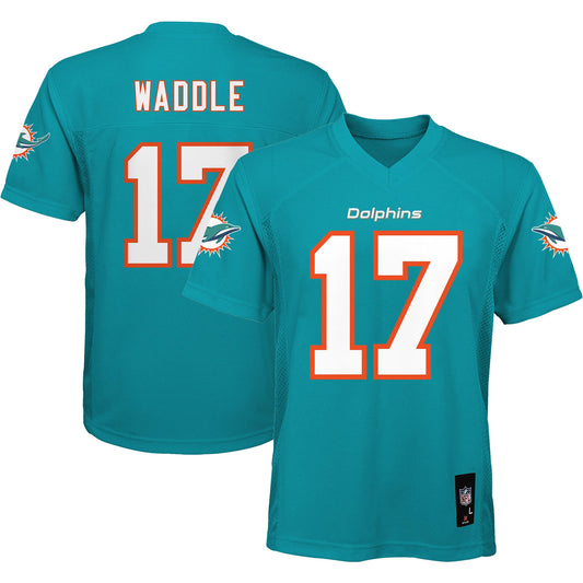 Jaylen Waddle Miami Dolphins Youth Replica Player Jersey - Aqua