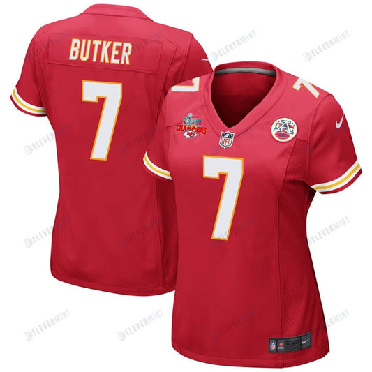 Harrison Butker 7 Kansas City Chiefs Super Bowl LVII Champions 3 Stars Women Game Jersey - Red