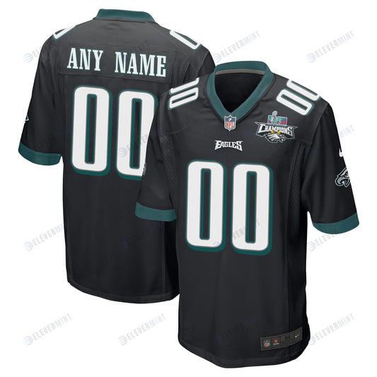 Custom Philadelphia Eagles Super Bowl LVII Champions 2 Stars Men Game Jersey - Black