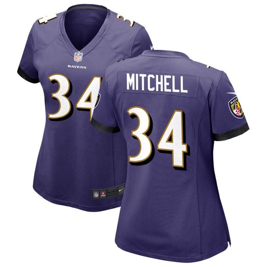 Keaton Mitchell Baltimore Ravens Nike Women's Game Jersey - Purple