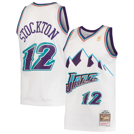 John Stockton Utah Jazz Mitchell & Ness Hardwood Classics Swingman Jersey - White