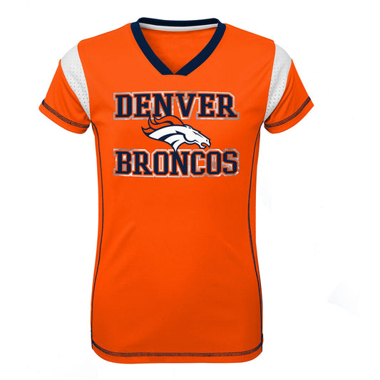 Girls Youth Orange Denver Broncos Team V-Neck Jersey