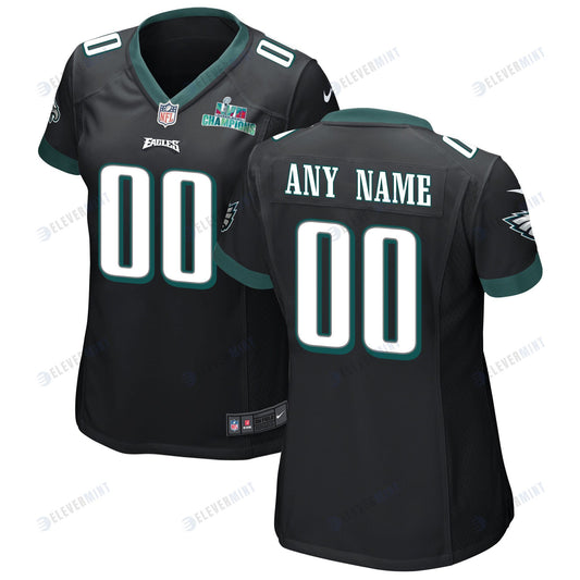 Custom Philadelphia Eagles Super Bowl LVII Champions Women Game Jersey - Black