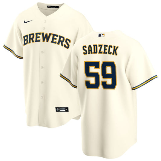 Connor Sadzeck Milwaukee Brewers Nike Home Replica Jersey - Cream
