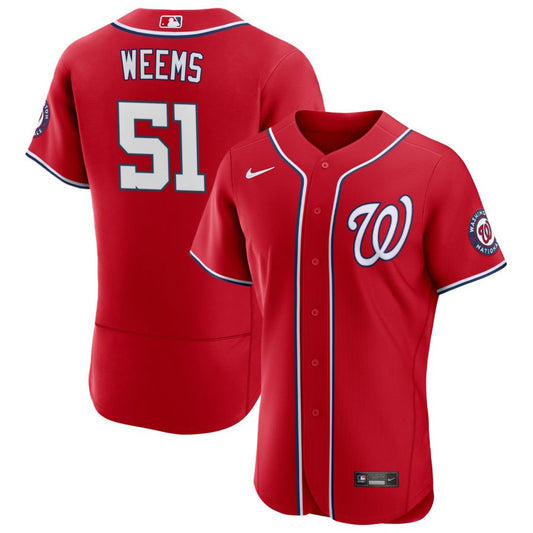 Jordan Weems Washington Nationals Nike Alternate Authentic Patch Jersey - Scarlet