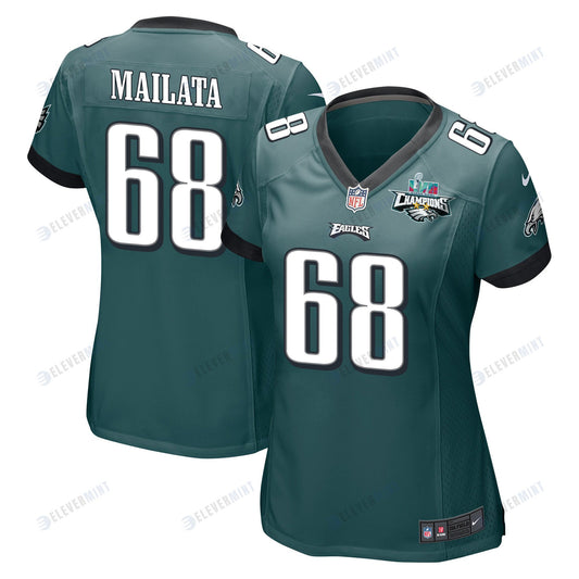 Jordan Mailata 68 Philadelphia Eagles Super Bowl LVII Champions 2 Stars Women Game Jersey - Midnight Green
