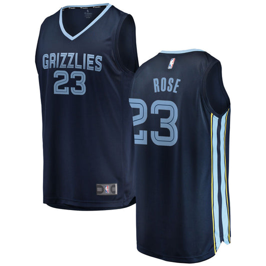 Derrick Rose Memphis Grizzlies Fanatics Branded 2018/19 Fast Break Replica Jersey Navy - Icon Edition