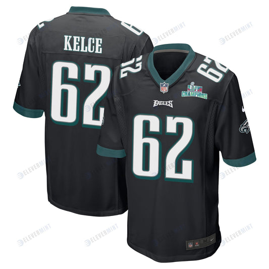 Jason Kelce 62 Philadelphia Eagles Super Bowl LVII Champions Men Game Jersey - Black