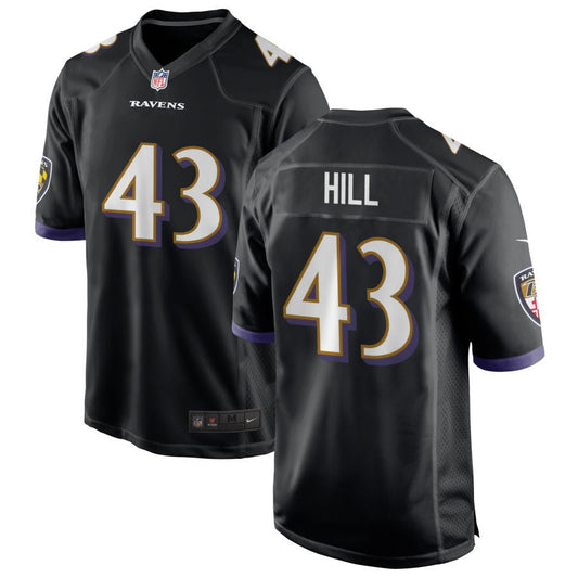 Justice Hill Baltimore Ravens Nike Alternate Game Jersey - Black