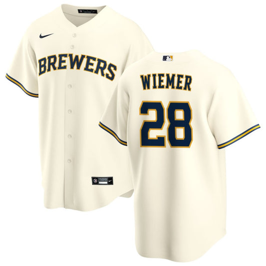 Joey Wiemer Milwaukee Brewers Nike Home Replica Jersey - Cream